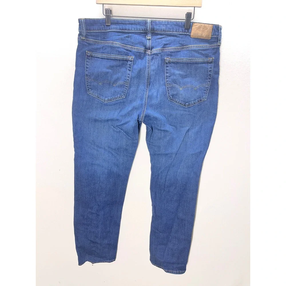 American Eagle Slim Straight Jeans Mens 36x32 Blue Airflex+ Denim 3306